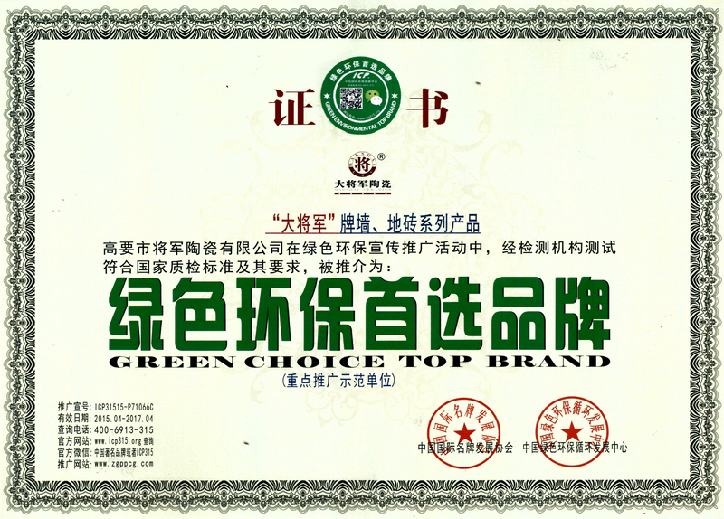 2015-大将军绿色环保首选品牌